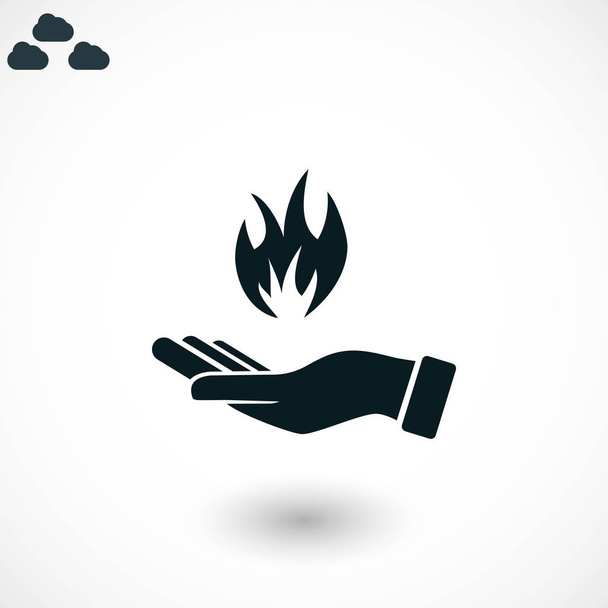 Рука тримає піктограму вогню
 - Вектор, зображення