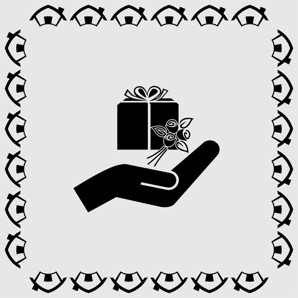 δώρο και χέρι εικονίδιο - Διάνυσμα, εικόνα