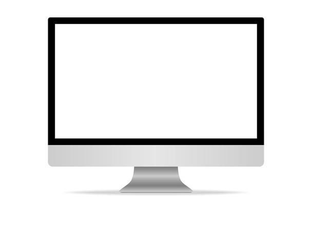 Modern flat screen computer monitor with blank white screen. isolated on white background. Vector illustration. - Vector, Image
