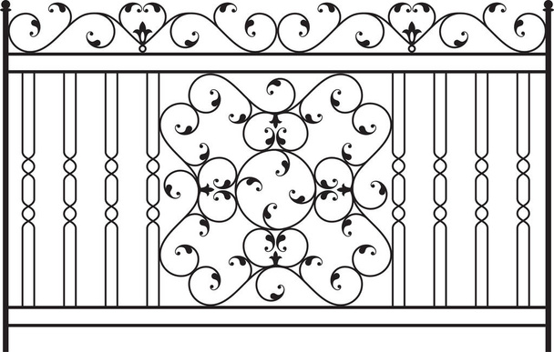 Πύλη επεξεργασμένου σιδήρου, φράχτη, πόρτα, παράθυρο, σχάρα, κάγκελα σχεδιασμού - Διάνυσμα, εικόνα