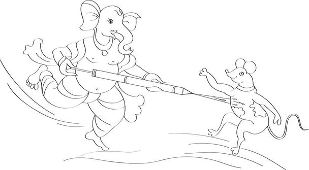 Ganesha pelaa Holi hiirellä
 - Vektori, kuva