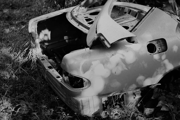 Car wreck black and white - Photo, Image