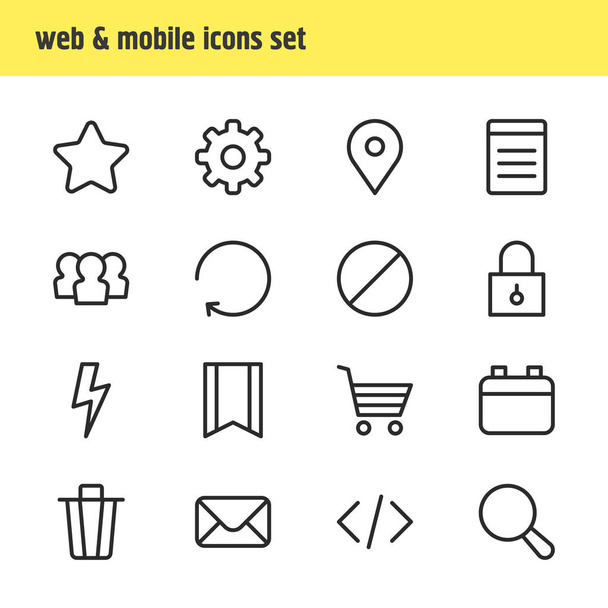 Vector Illustration Of 16 Annex Icons. Editable Pack Of Reload, Magnifier, Document And Other Elements. - ベクター画像
