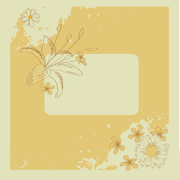 Retro stylized card with flowers - Διάνυσμα, εικόνα