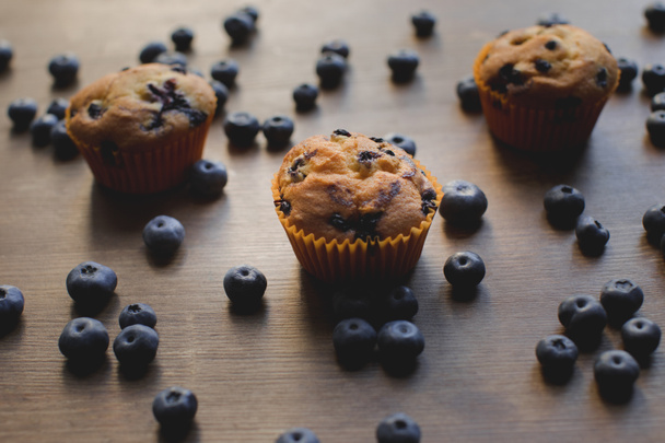 delicious cupcakes with blueberries - Fotó, kép