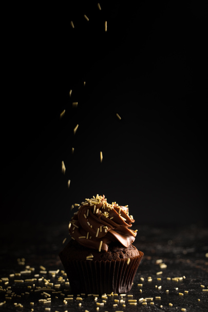 chocolate cupcake with sprinkles - Фото, зображення