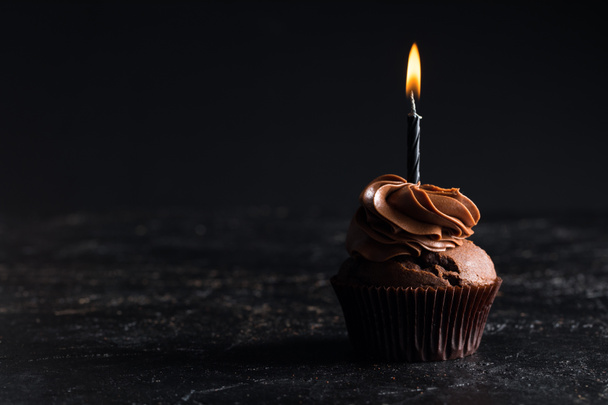 cupcake with candle - Photo, Image