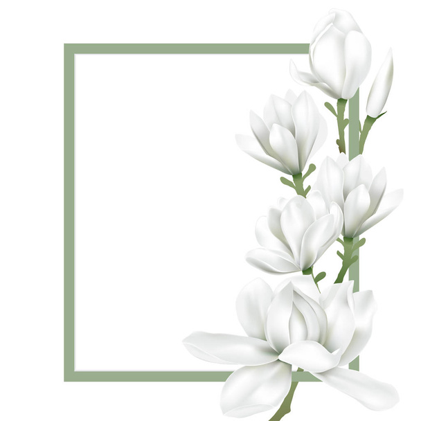 rám s bílými květy - Vektor, obrázek