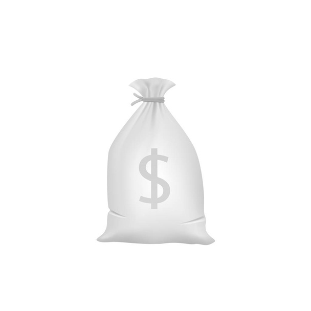 Τσάντα γκρι χρήματα με σύμβολο δολαρίου - Διάνυσμα, εικόνα