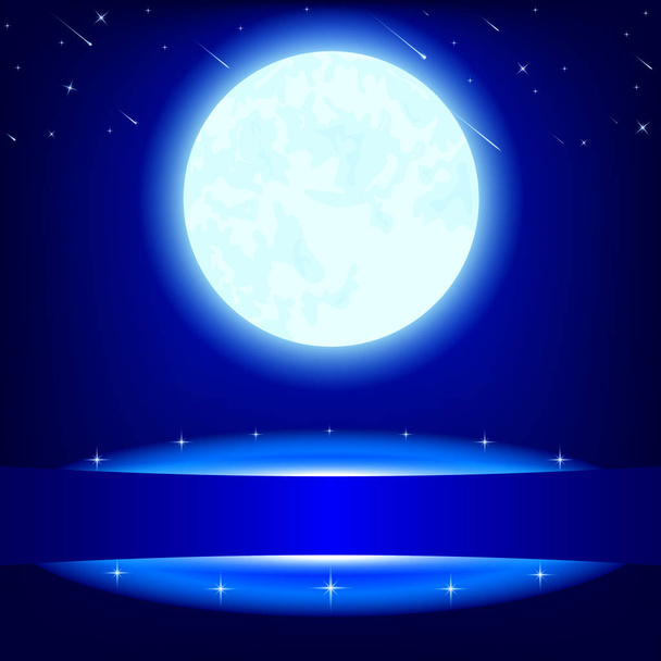 青の背景に満月 - ベクター画像