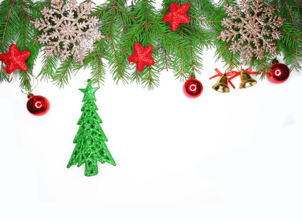 composizione decorazione natalizia con rami di abete ghirlanda luce
 - Foto, immagini