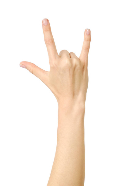 Woman's hand showing Rock gesture - Fotografie, Obrázek