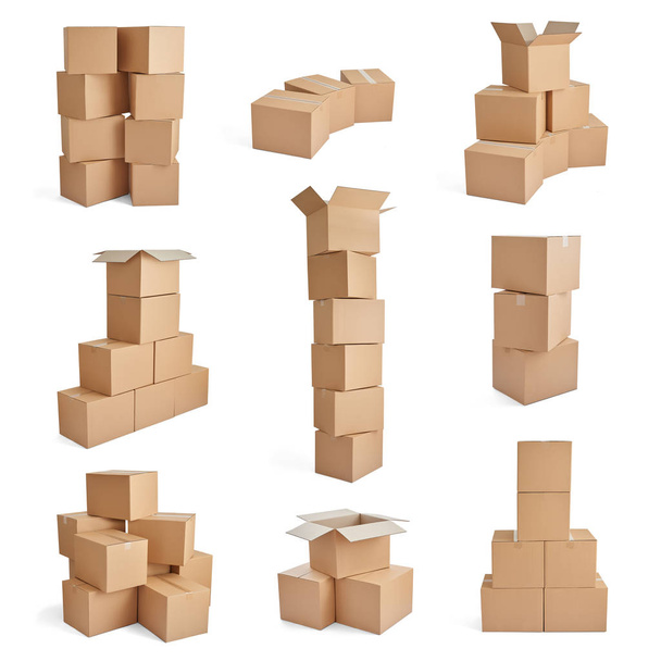 box package delivery cardboard carton stack - Photo, Image