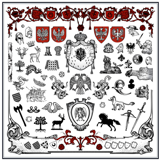 heraldikai elemek - Vektor, kép
