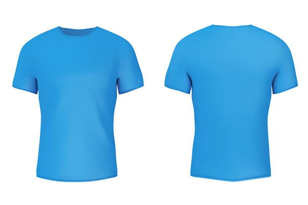 Closeup Blue Blank T-Shirt with Empty Space for Yours Design. 3d - Photo, Image