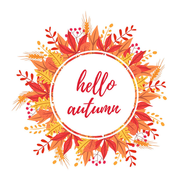Hola tarjeta redondeada otoño
 - Vector, Imagen