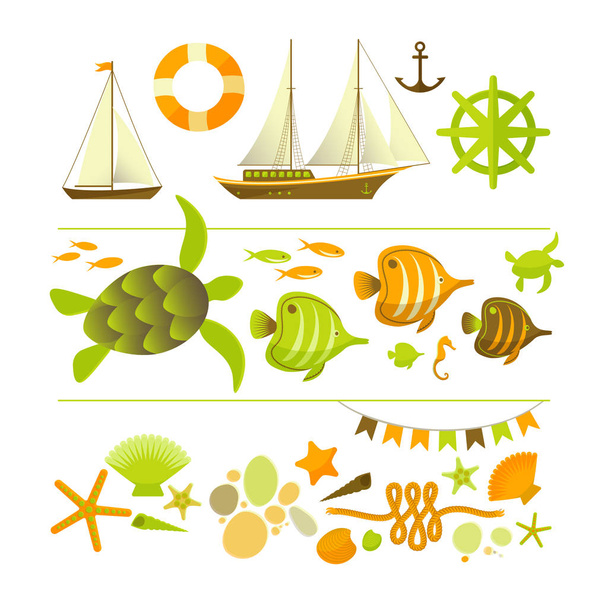 Summer Colored Icons Set - Vector, Image
