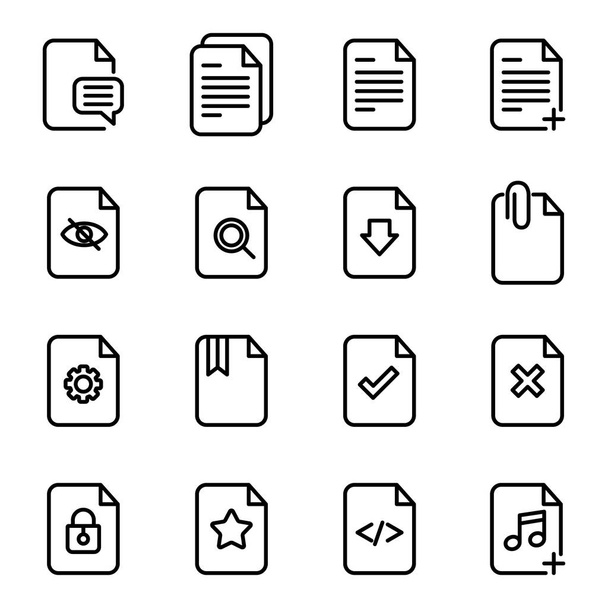 Document Flow Management Vector Line Icons. - Vettoriali, immagini