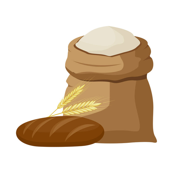Sac de lin plein d'icône de farine. Illustration plate du sac de lin plein d'icône vectorielle de farine pour toile
 - Vecteur, image