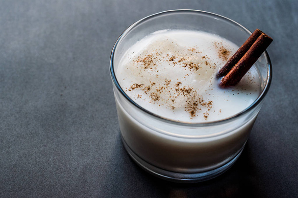 Horchata with Cinnamon stick and ice. - Foto, afbeelding