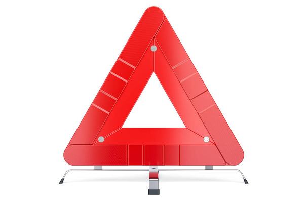 Warning Triangle, front view. 3D rendering - Φωτογραφία, εικόνα