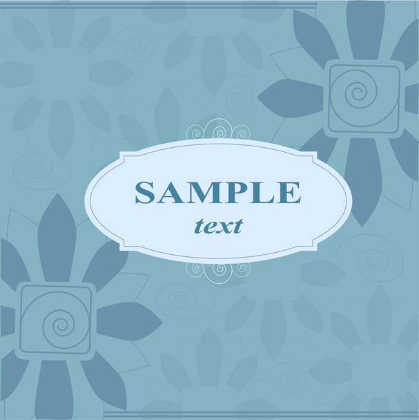 Card with frame Blue flowers and spiral - Vetor, Imagem