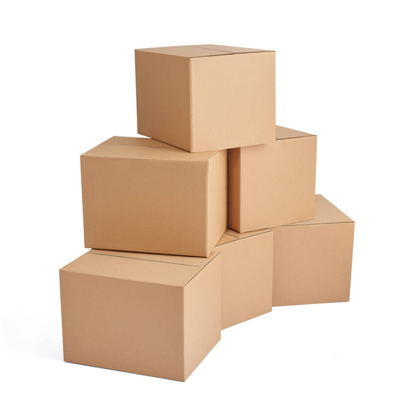 box package delivery cardboard carton stack - 写真・画像