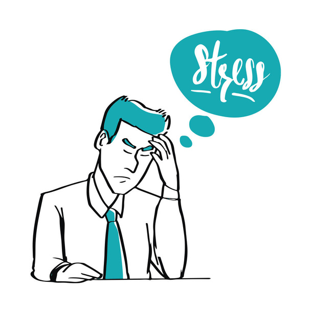 Hand drawn doodle style a businessman is stressed. - Vector, Image