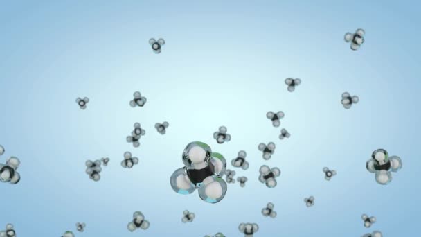 Animasyonlu metan molekül arka plan. 3D render - Video, Çekim