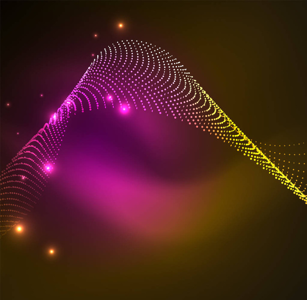 Onda iluminada 3D de partículas brilhantes
 - Vetor, Imagem