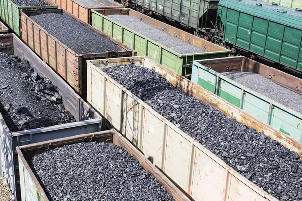 rail cars loaded with coal. - Photo, Image