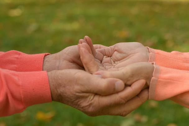 Älteres Ehepaar hält Händchen - Foto, Bild