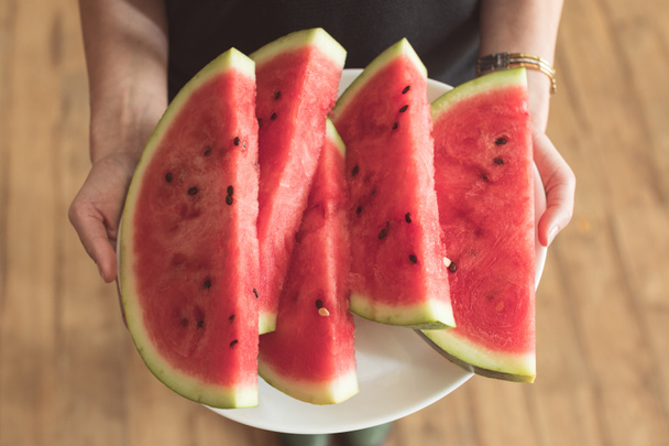 plate with watermelon slices - Photo, Image