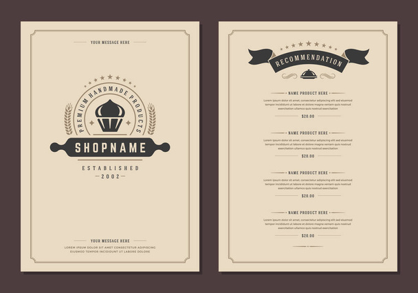 Restaurant logo en menu vector brochure ontwerpsjabloon. - Vector, afbeelding