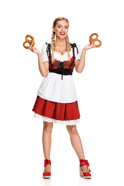 german girl with pretzels - Фото, изображение