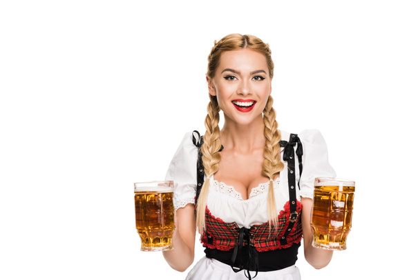 waitress with beer glasses - Zdjęcie, obraz