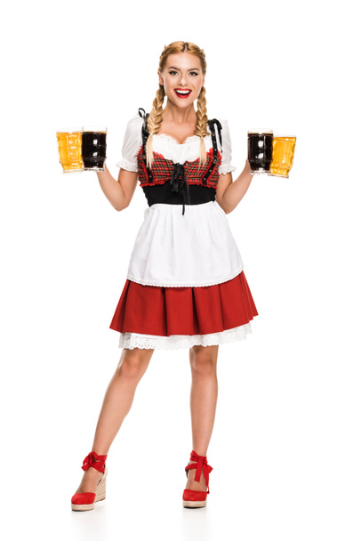 waitress with beer glasses - Фото, зображення
