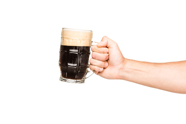 person with glass of dark beer - Foto, afbeelding