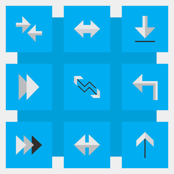 Vector Illustration Set Of Simple Arrows Icons. Elements Loading, Onward, Forward And Other Synonyms Everyway, Loading And Forward. - Vector, Image