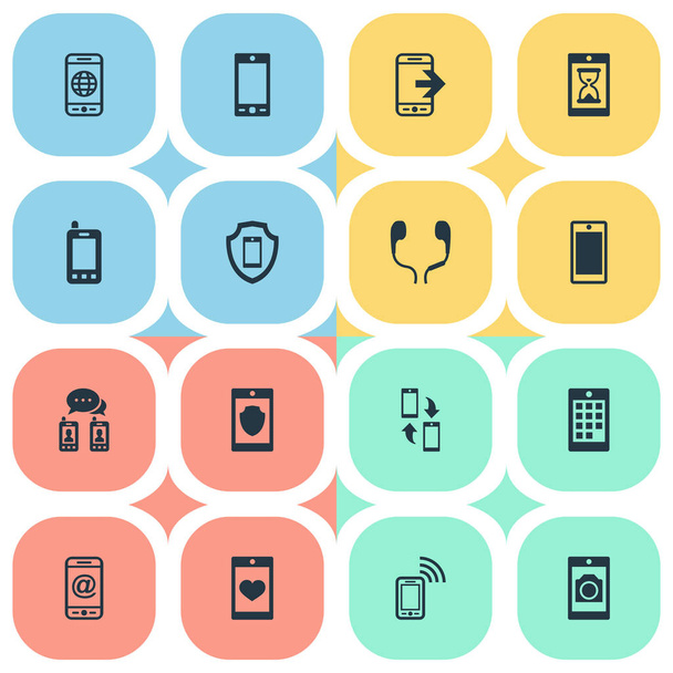 Vector Illustration Set Of Simple  Icons. Elements Protection, Business Accessory, Soul On Phone And Other Synonyms Technology, Safeguard And Synchronization. - Διάνυσμα, εικόνα