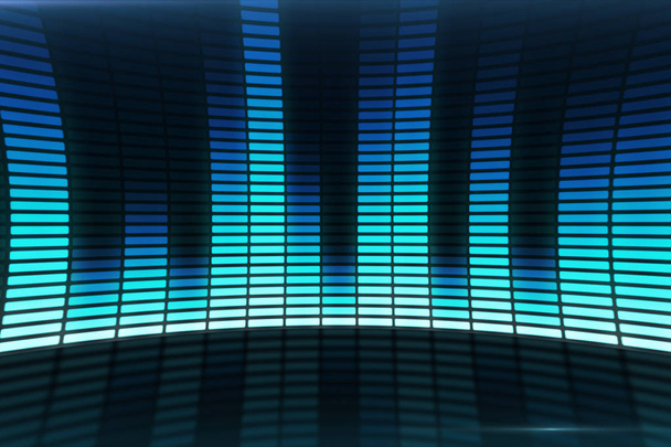 Geluidsgolf. 3D illustratie van een blauwe Muziek equalizer. - Foto, afbeelding