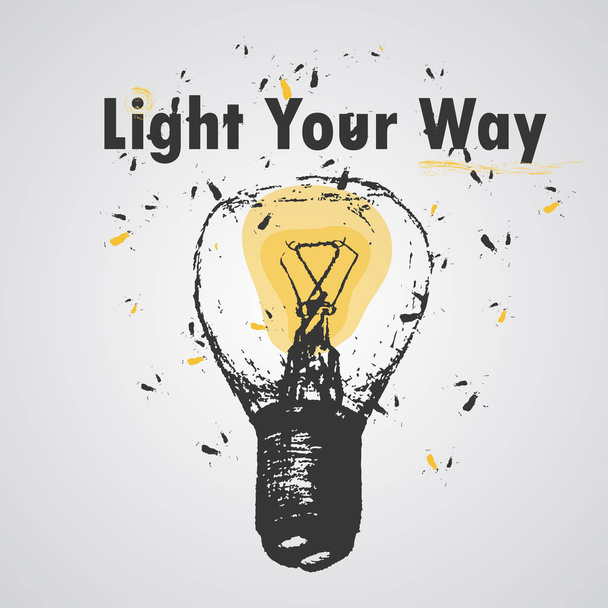 hand drawn bulb icon. Light your way. - Vector, afbeelding