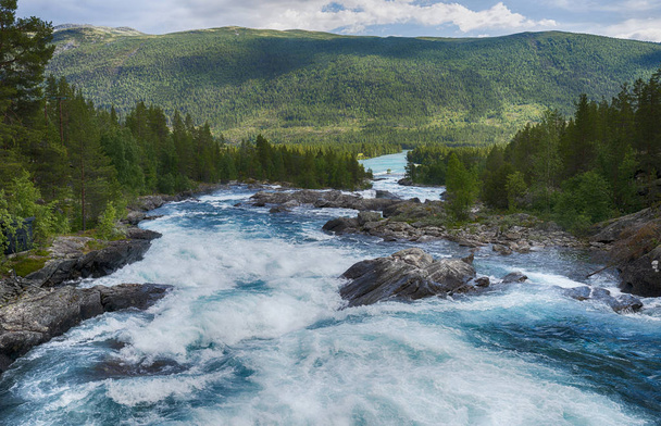 waterfall and rocks in norway - Foto, Imagem