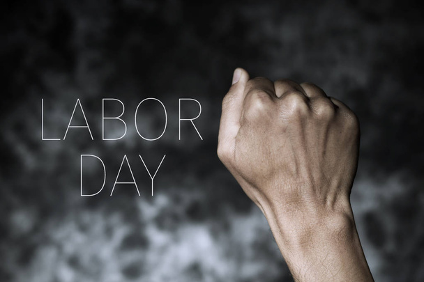 raised fist and text labor day - Photo, Image