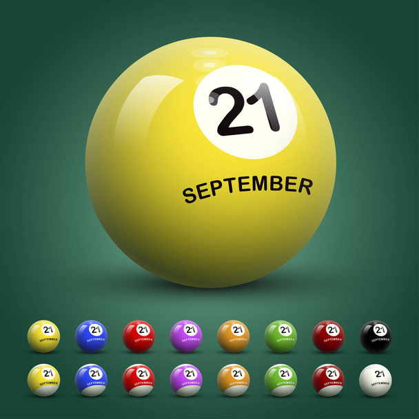 palla da biliardo con data 21 settembre
 - Vettoriali, immagini