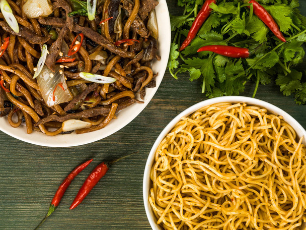 Shanghai Fried Beef and Udon Noodles - Photo, Image