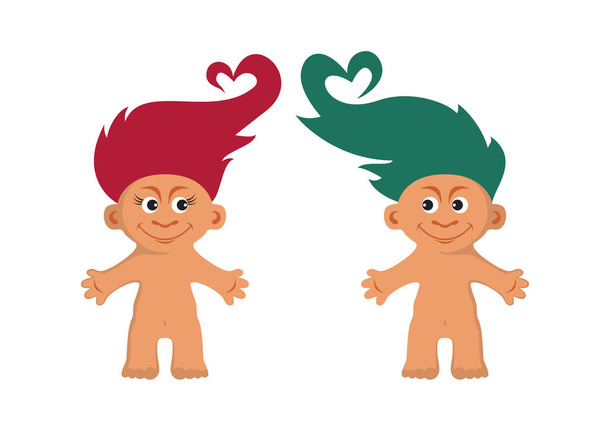 Dois trolls peludos no vetor do ícone do amor - Vetor, Imagem