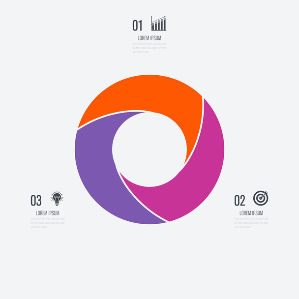 Infographics template 3 options with circle - Vecteur, image