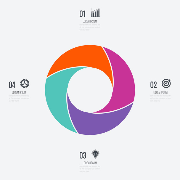 Infographics template 4 options with circle - ベクター画像