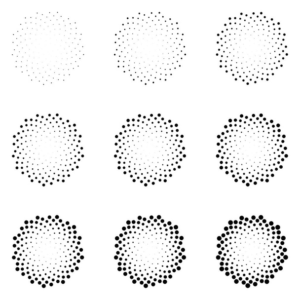 Напівтонні пунктирні кола ізольовані на білому тлі. Векторний візерунок ефекту напівтону. Випадково розподілені точки для вашого дизайну
. - Вектор, зображення